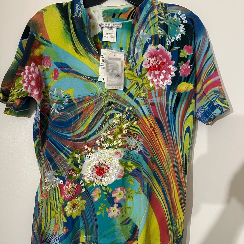 Alberto Makali Blue and Green Short Sleeve Tee